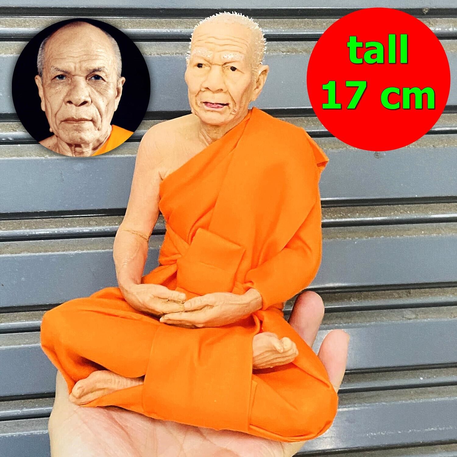 Lifelike Realistic Wax Figure Monk Statue Lp Sod WatPakNam 17C Thai Amulet 15392
