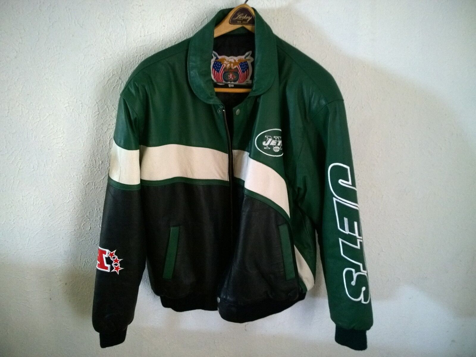 New York Jets Jeff Hamilton Vintage Leather Jacket Collector\'s Item Size L New