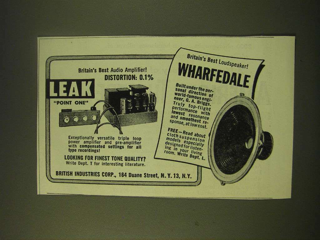 1951 British Industries Corp. Ad - Britain\'s best loudspeaker Wharfedale