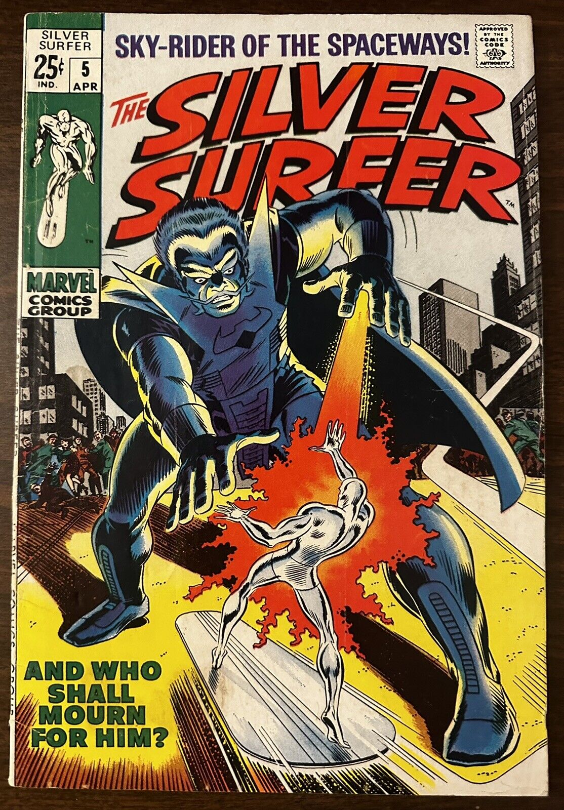 The Silver Surfer # 5 (5.0) Marvel 4/1969 Late Silver-Age Double-Size 25c  🛻