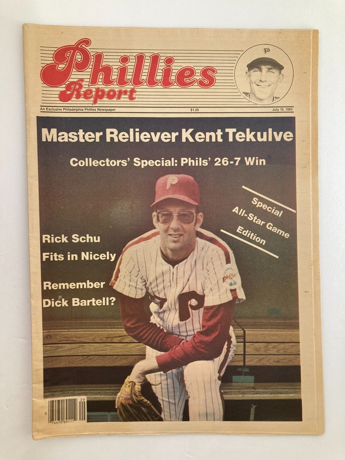 Philadelphia Phillies Report Newspaper July 18 1985 MLB Phils Kent Tekulve