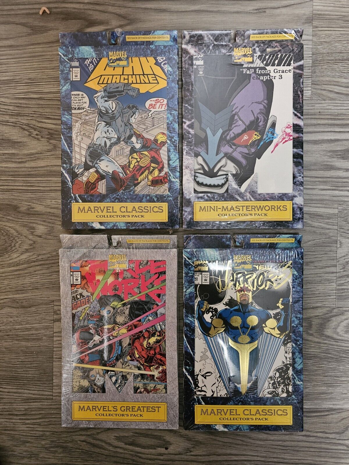 4 Sealed Marvel Comics Collector\'s Packs (1994) War Machine Daredevil Nova Etc.