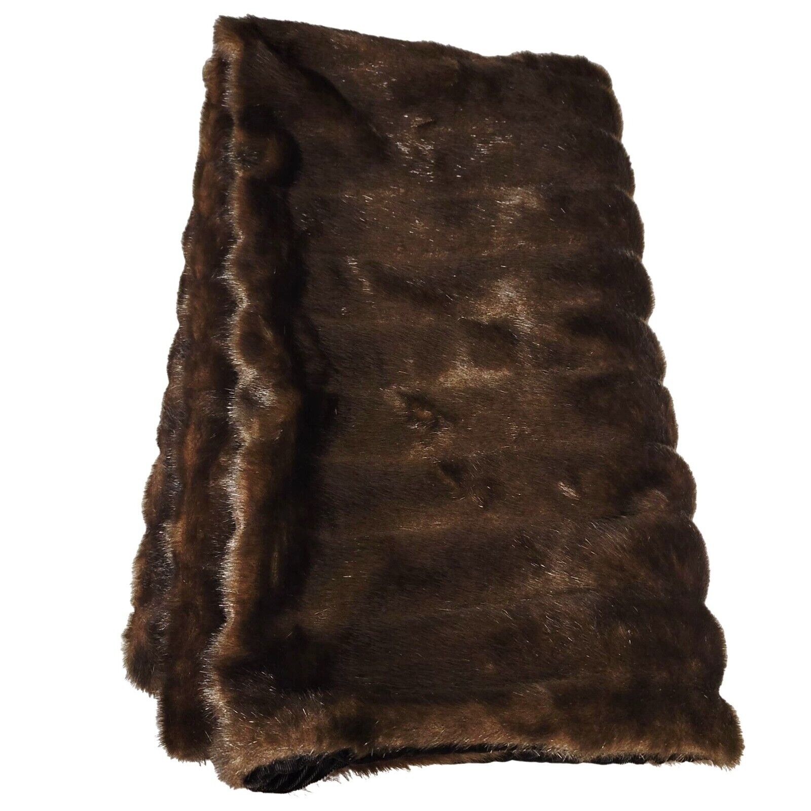 Vintage Brown Faux Fur Carriage Lap Blanket Wrap Soft Chocolate JH1752