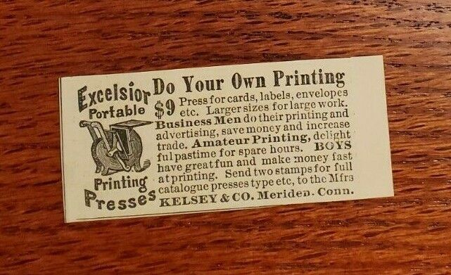 Harper\'s Weekly 1875 Advertisement EXCELSIOR PORTABLE PRINTING PRESSES KELSEY #2