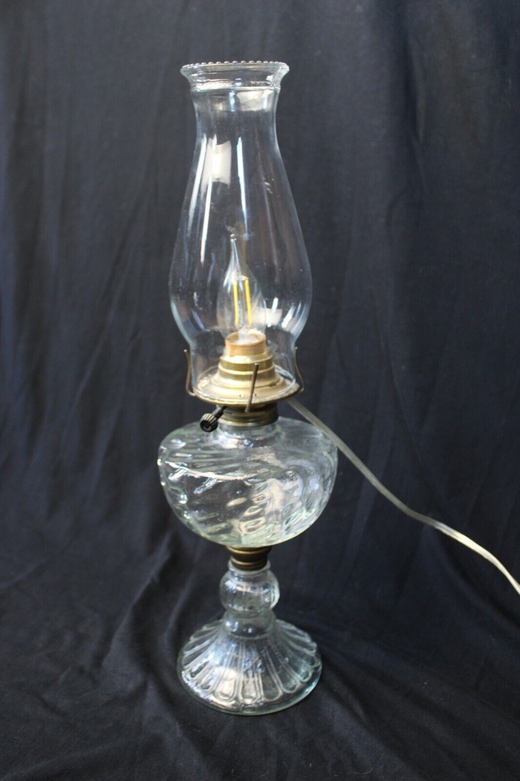Vintage Glass Hurricane Lamp Electrified Nice
