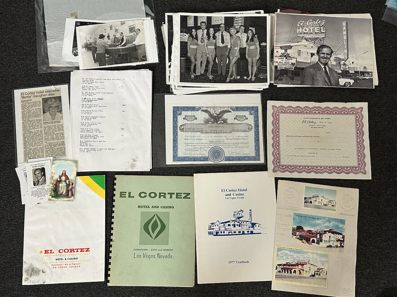1960s CORTEZ HOTEL Archive Photos Stock Certificate Yearbook Las Vegas Casino $