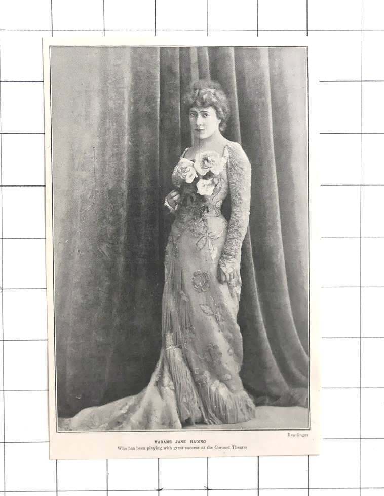 1903 Photo Portrait Of Madame Jane Hading, Success At The Coronet Theatre