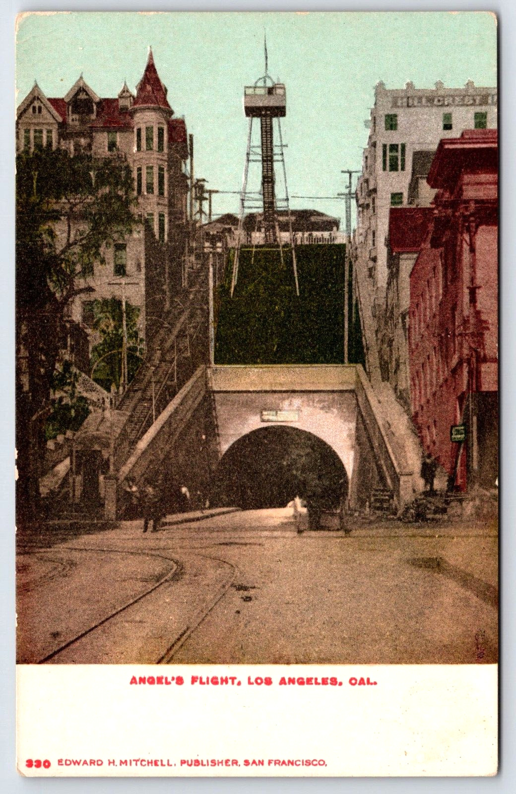 Los Angeles CA-California, Angel\'s Flight Tunnel, Antique Vintage Post Card