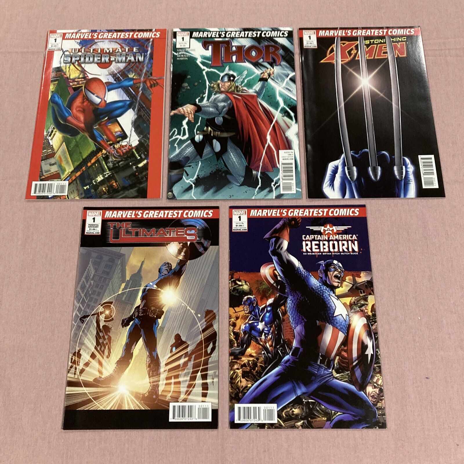 X-Men #1, Thor #1, Ultimates #1, Ultimate Spider-Man #1, Captain America Reborn1