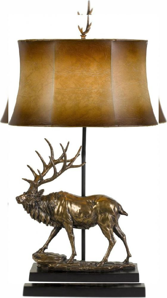 150w 3 Way Deer Resin Table Lamp with 17 x 11 x 31.33, Antique Bronze 