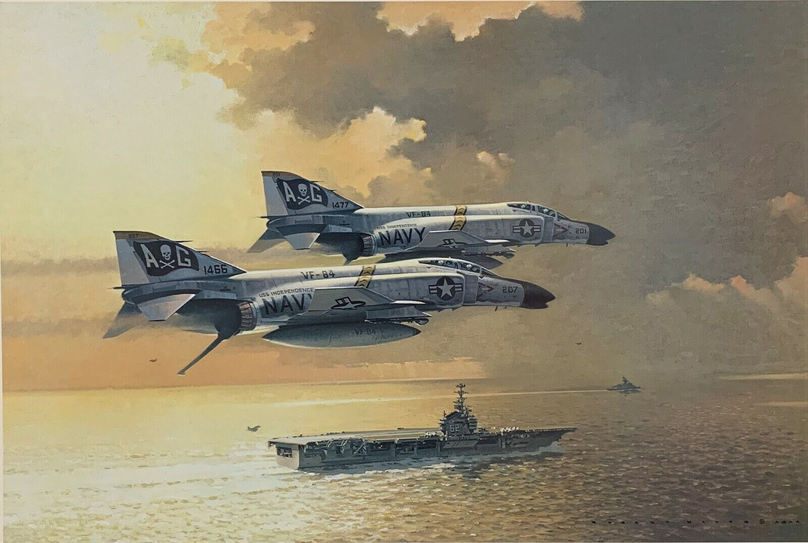 Flying the Jolly Roger by Robert Watts Artist Proof signed by F-4 Phantom Aces