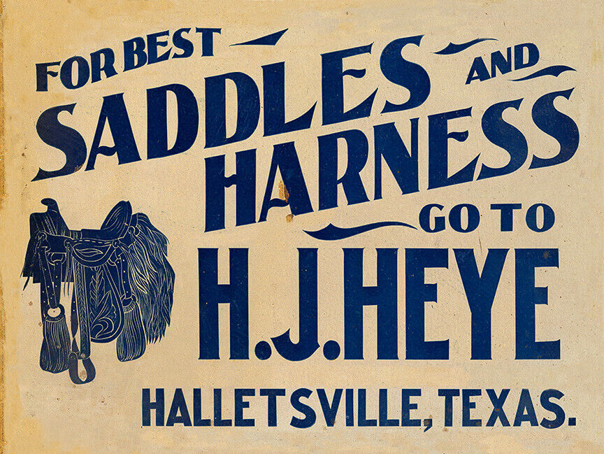 H.J. HEYE SADDLES AND HARNESS ADVERTISING METAL SIGN