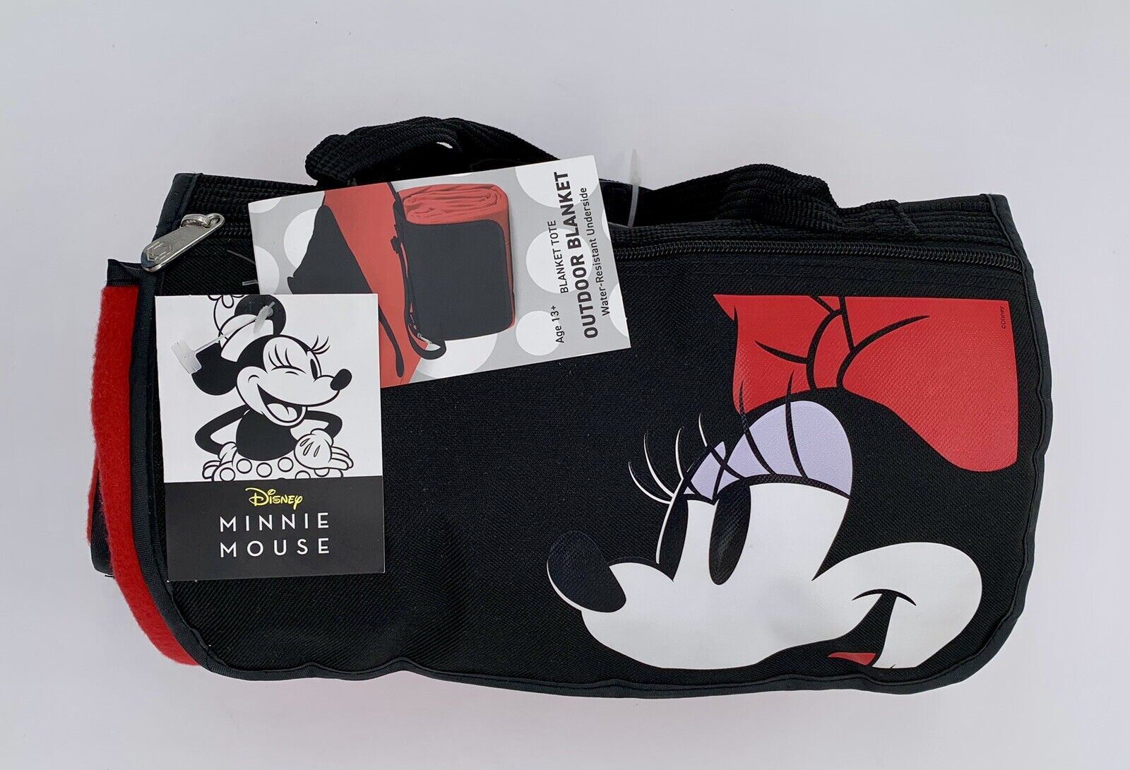 New Disney Picnic Time Minnie Mouse Red Blanket Tote Outdoor Picnic Blanket
