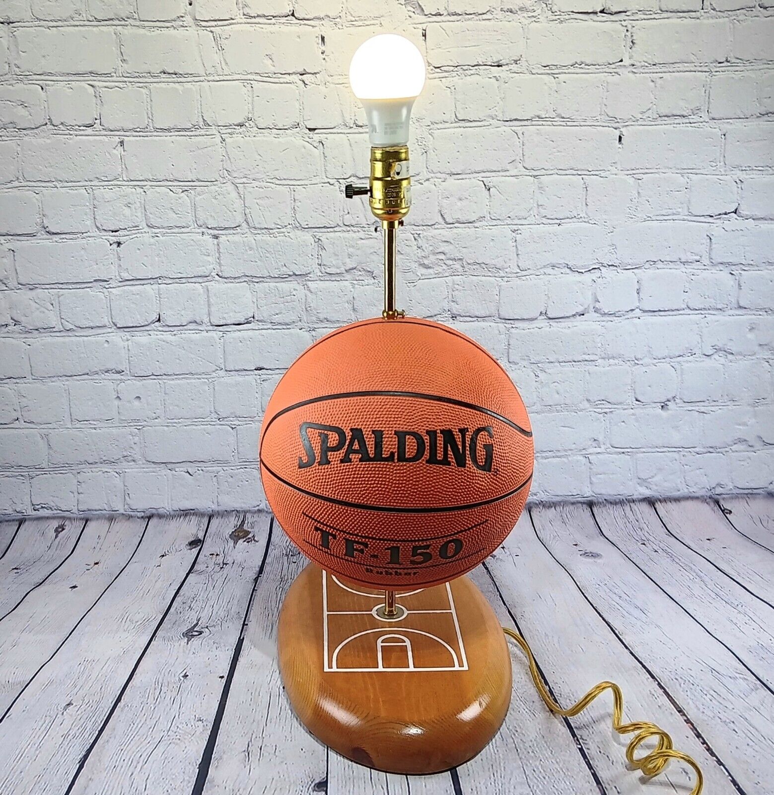 Spalding NBA Basketball Lamp TF-150 TESTED Wood Court Base Sports Memorabilia