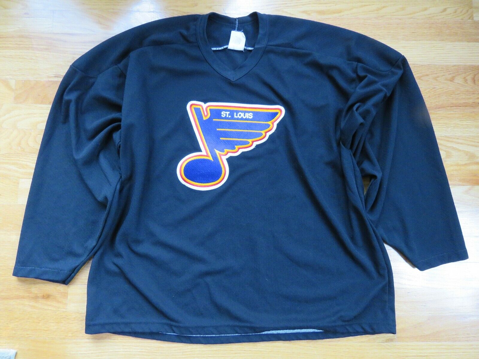 Vintage Maska Air-Knit ST LOUIS BLUES w Stitched Crest (2XL) Black Hockey Jersey
