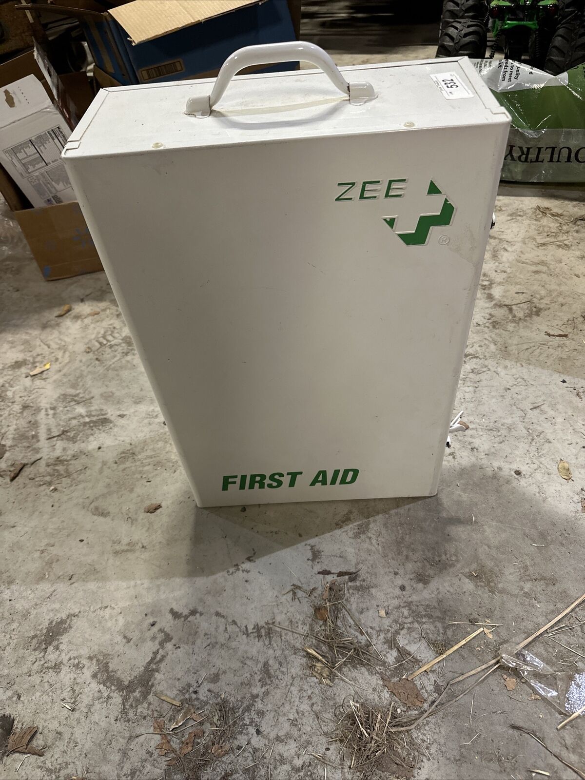 Vintage Zee First Aid Cabinet, Large, White Metal, Zee Medical Kit