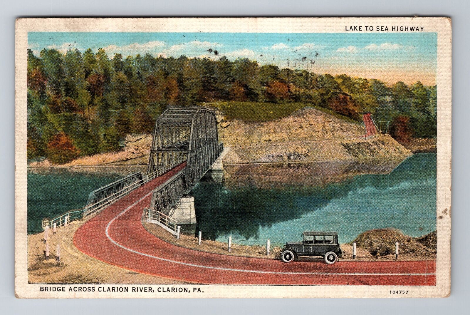 Clarion PA- Pennsylvania, Aerial Lake To Sea Highway, Antique, Vintage Postcard