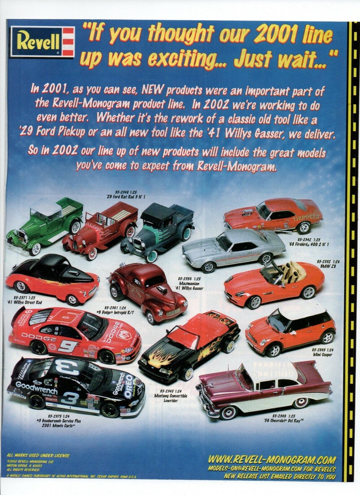 Revell '29 Ford Pickup '41 Willys Gasser Model Diecast Cars - 2002 Toys Print Ad