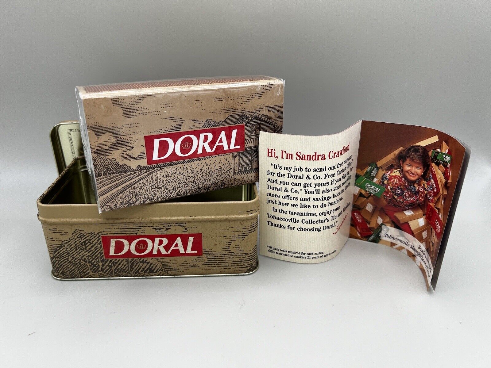 Vintage 1996 Doral Tobacco Advertising Tin with Sealed Matches & Original Coupon