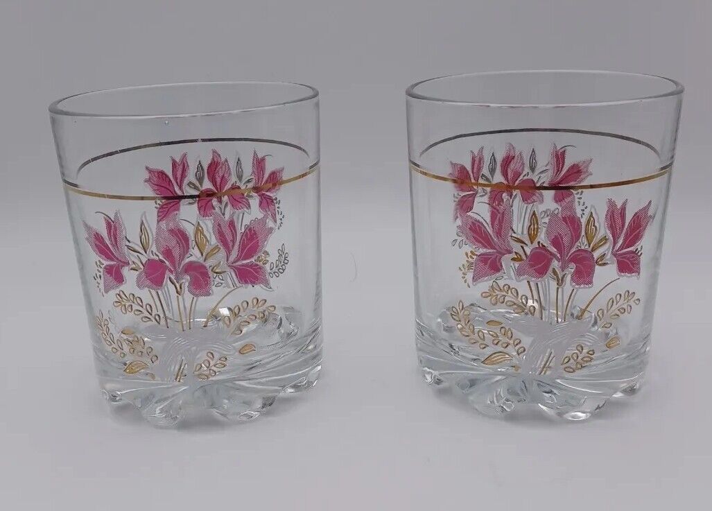 Vtg Devalbor Italian glasses ice pink orchid gold 3 3/4 in