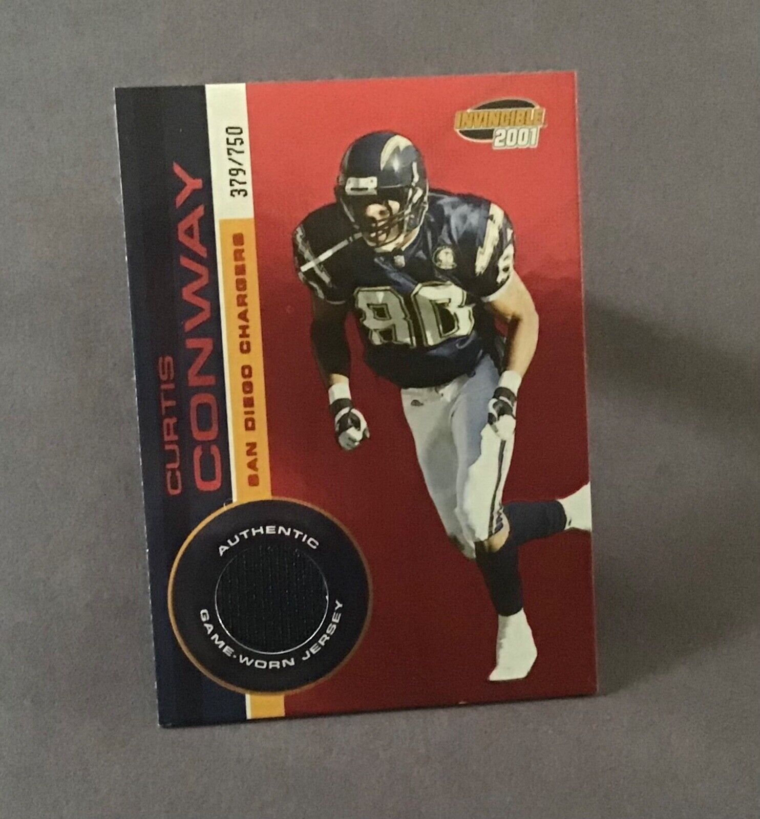 Curtis Conway 2001 Pacific Invincible Game Worn Jersey Card 379/750 SD Chargers