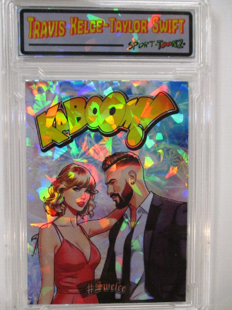 2023 Travis Kelce & Taylor Swift Football  Cracked Ice Sport-Toonz ACEO zx5 rc