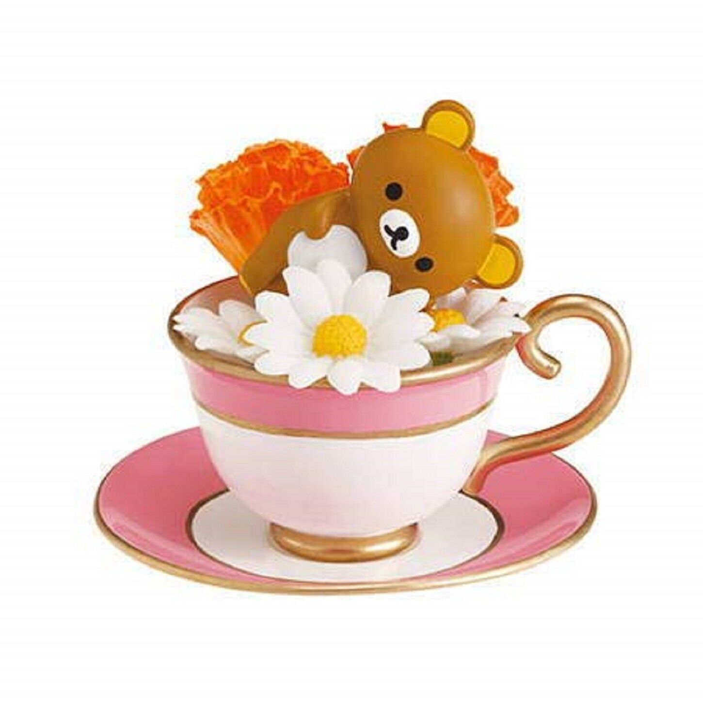 New San-X Rilakkuma Flower Tea Cup Miniature Figure Toy 1.Cup of Flowers