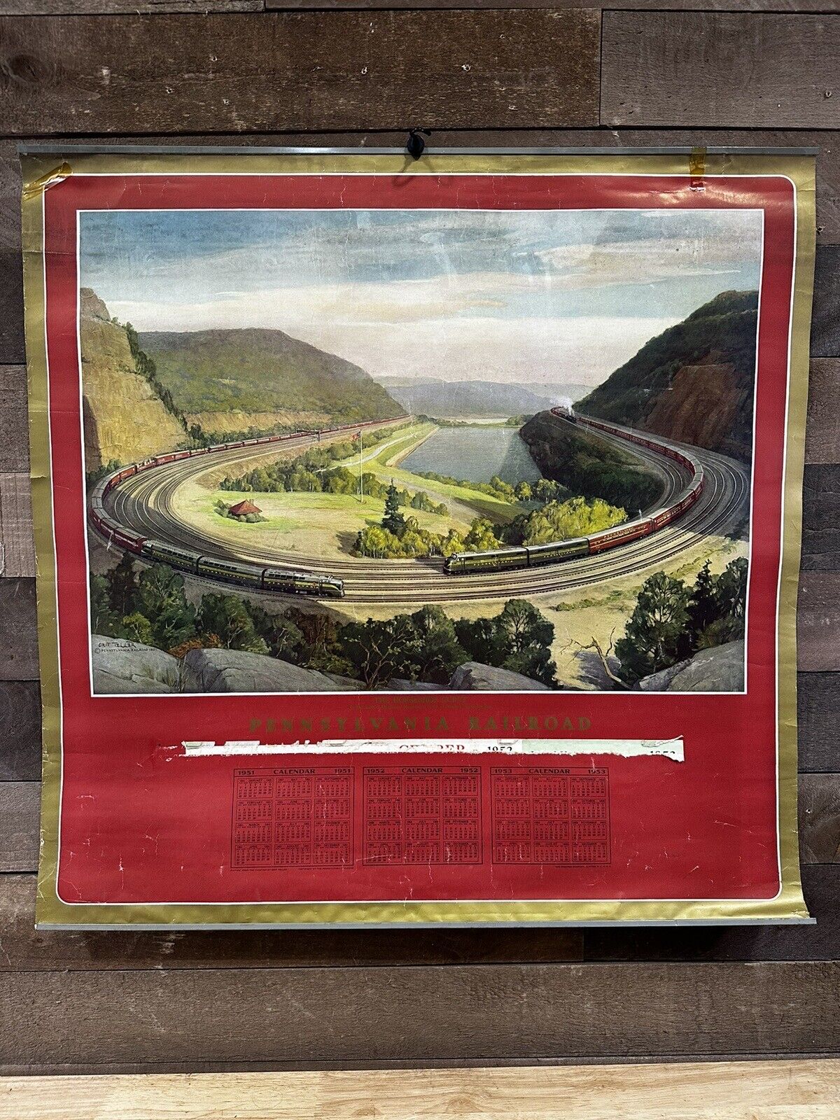 Vintage 1953 Pennsylvania Railroads Calendar “The Horseshoe Curve” Pittsburgh