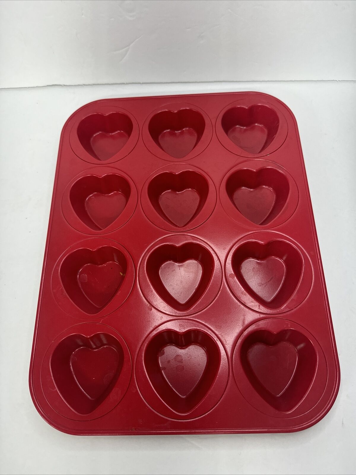 Vintage Wilton Retired Hearts Red Cup Cake Muffin Pan Valentines Day Party
