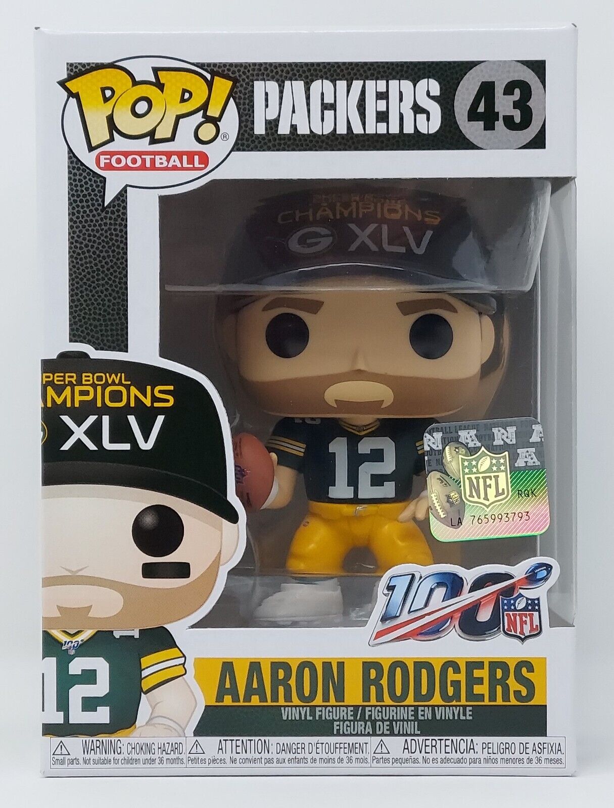 Funko POP Football Aaron Rodgers #43 Green Bay Packers Super Bowl Champions NFL