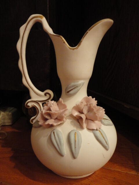 Enesco Floral Pitcher Porcelain Vase Uwer 7 in Tall Vintage