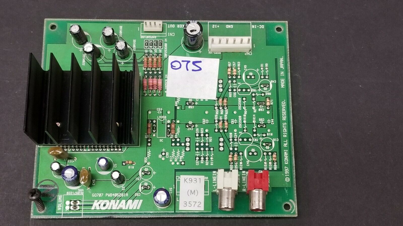 Konami Audio Amplifier GO707 PWB405281A CIRCUIT BOARD PCB for ARCADE GAME #o75