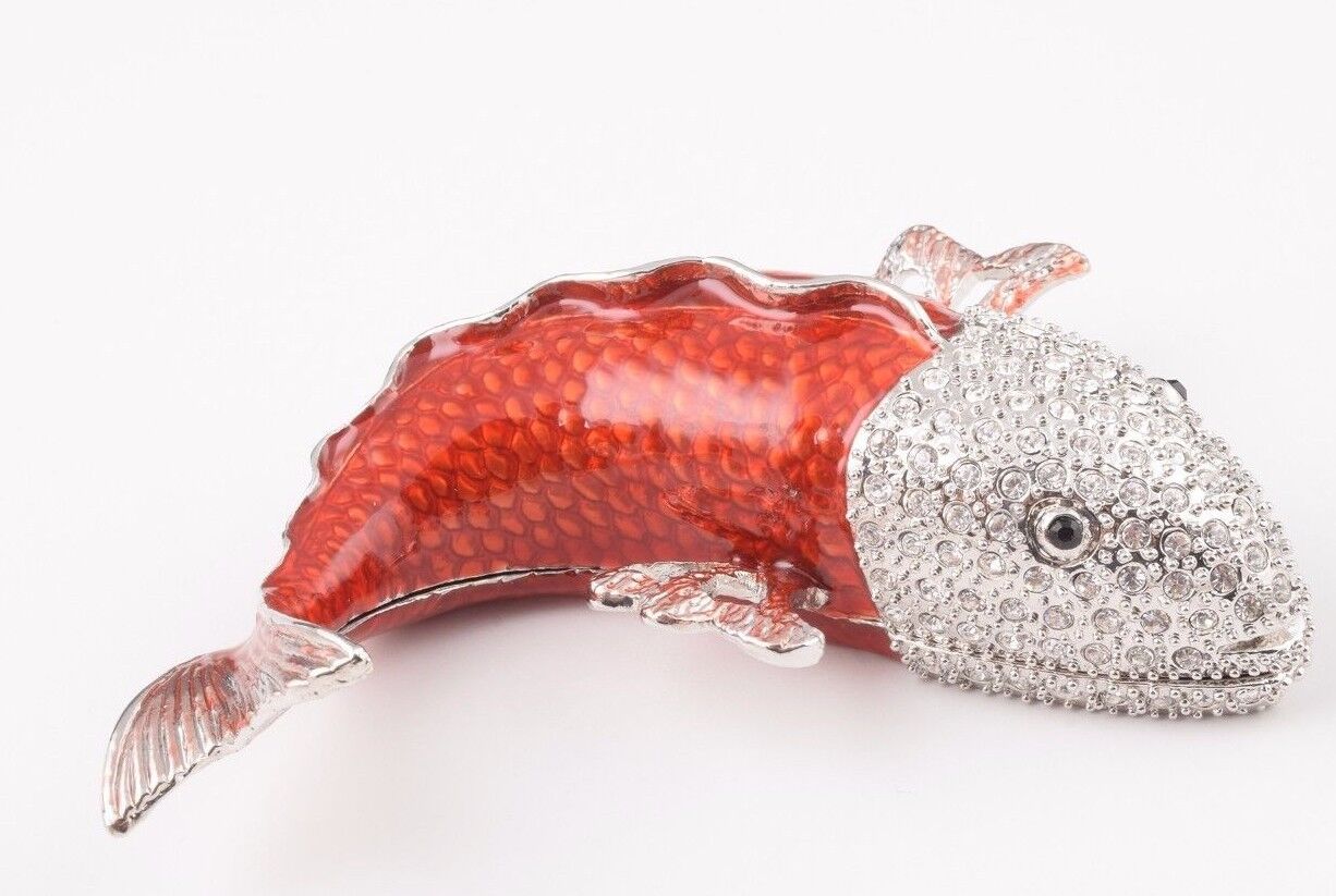 Keren Kopal  Fish trinket box Austrian Crystal Jewelry box Faberge