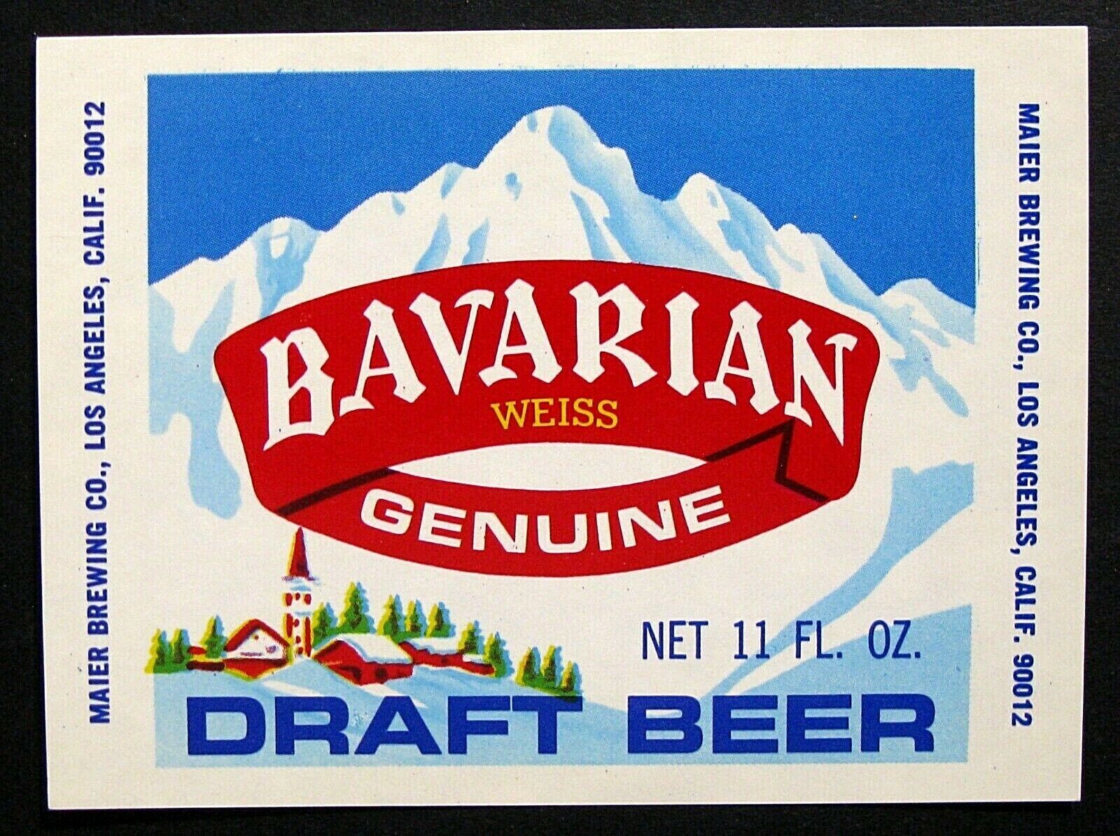 Maier Brewing Co BAVARIAN WEISS GENUINE DRAFT BEER  label CA  11oz
