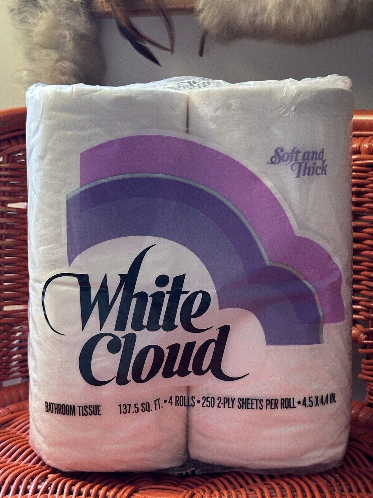 Vintage White Cloud toilet paper 4 rolls sealed pack white Proctor Gamble NOS