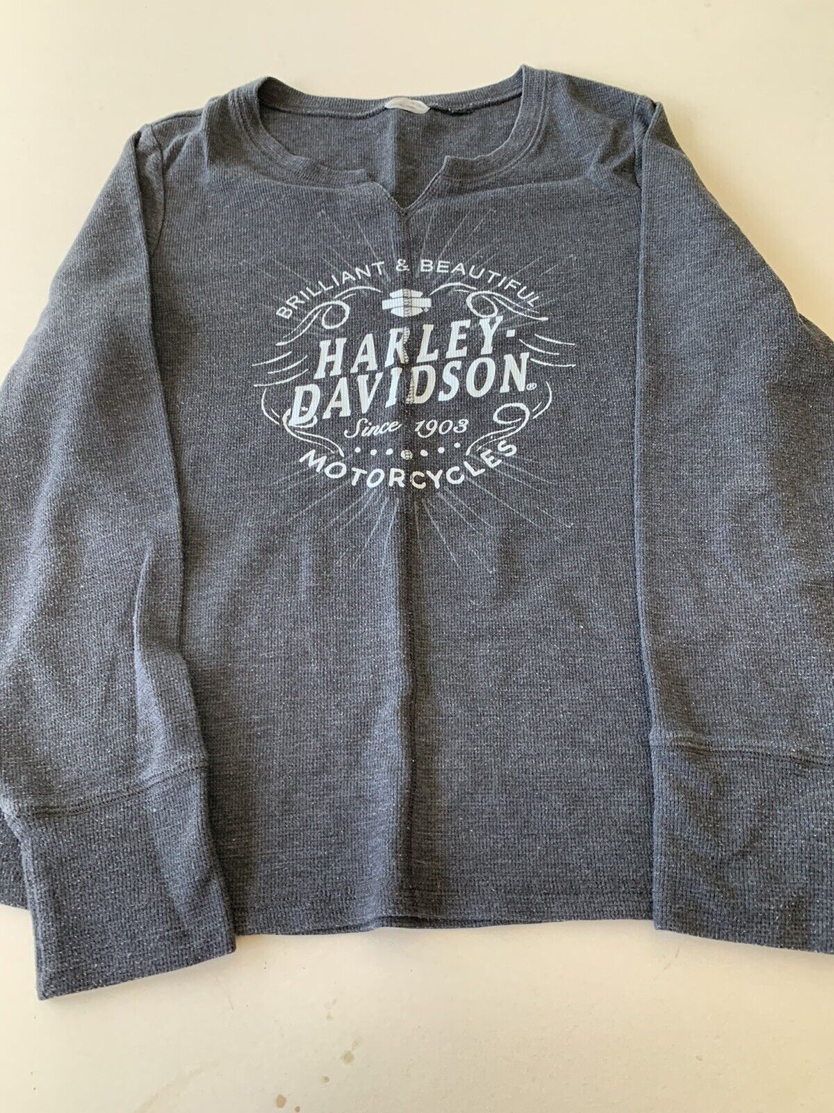Harley Davidson Woman’s Long Sleeve Ribbed T Shirt Size Medium FB16