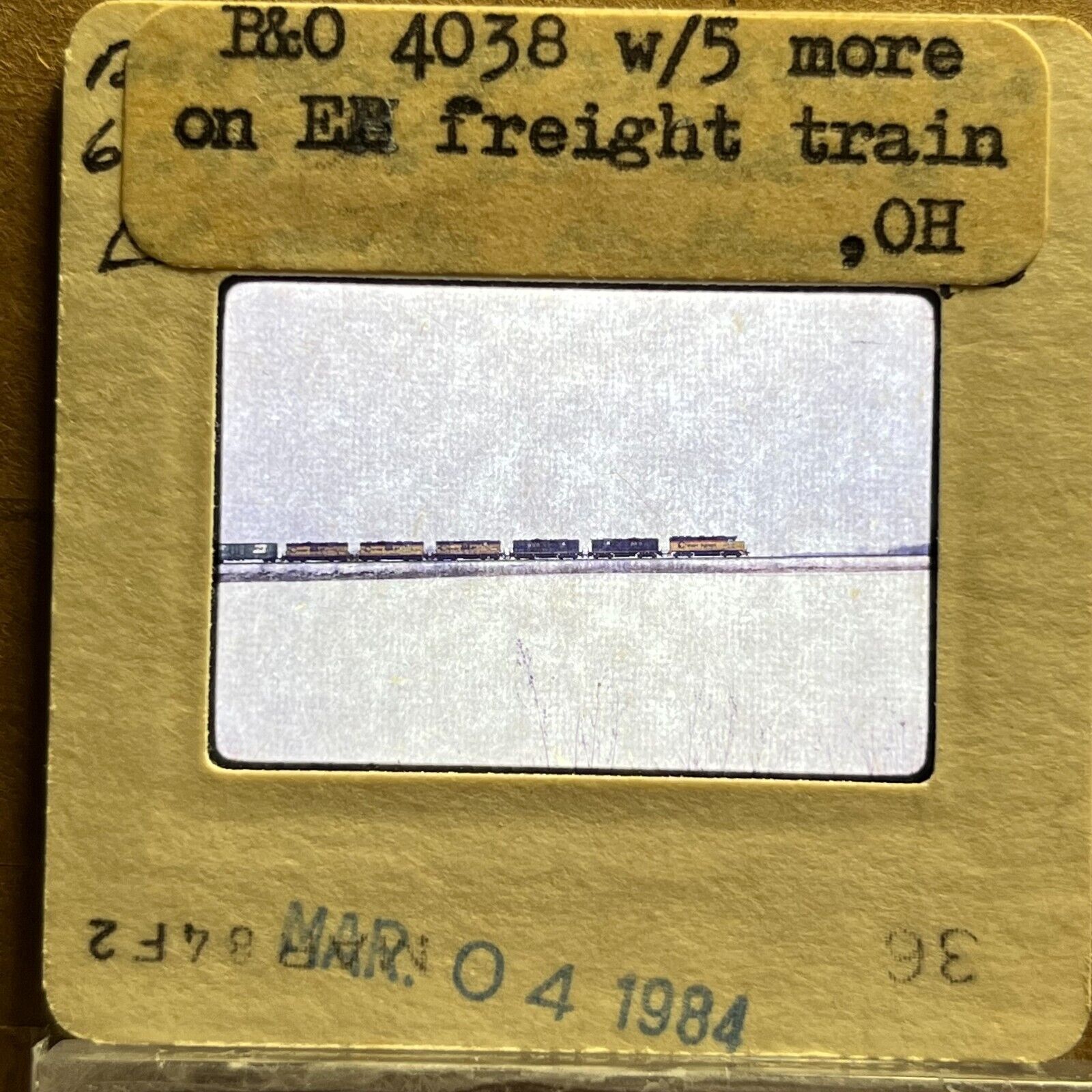 Original Railroad Slide B&O Freight  at Unknown Spot in Ohio 1984
