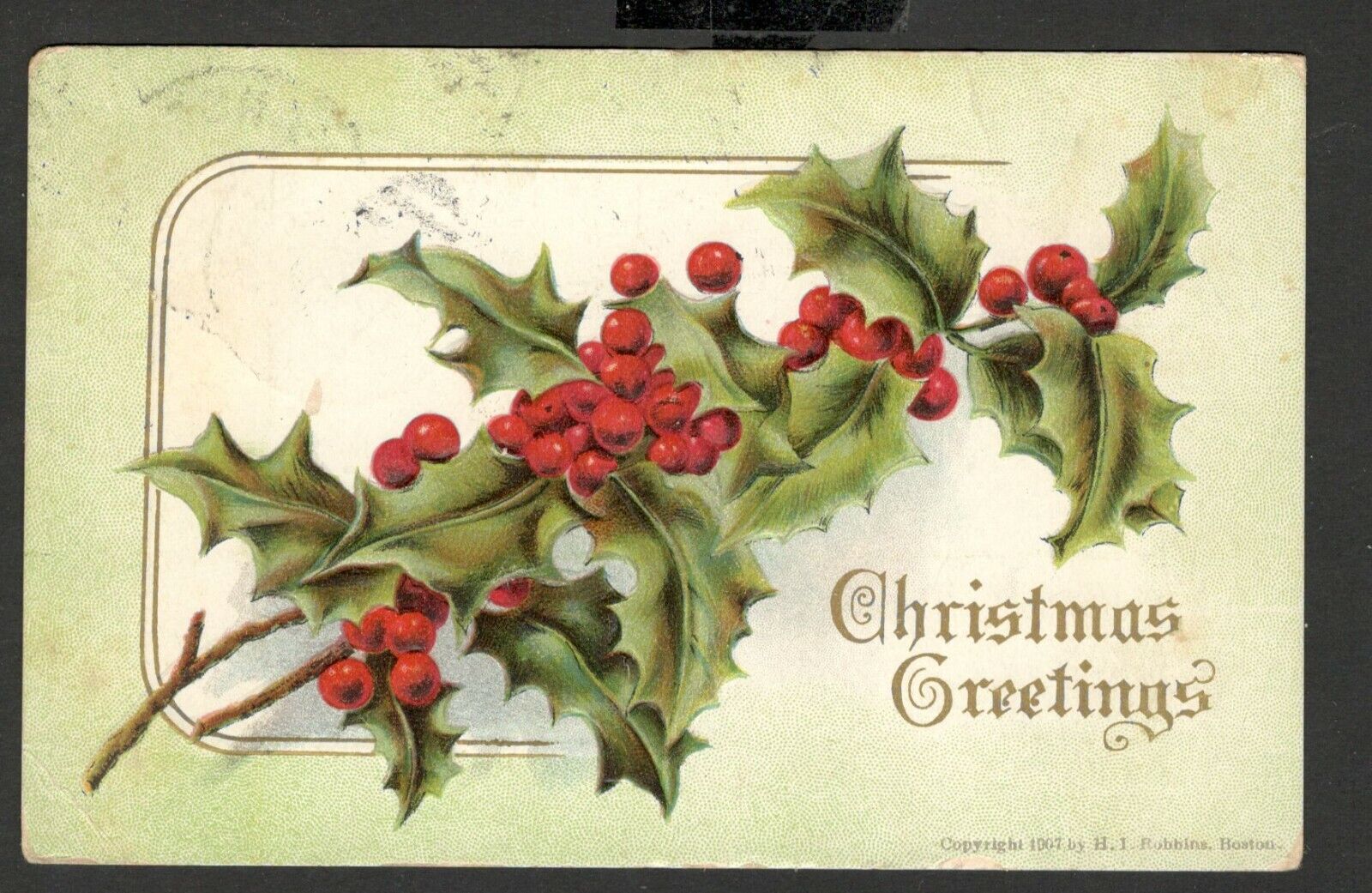 USA - Old Christmas greetings postcard - 1908.  (46)
