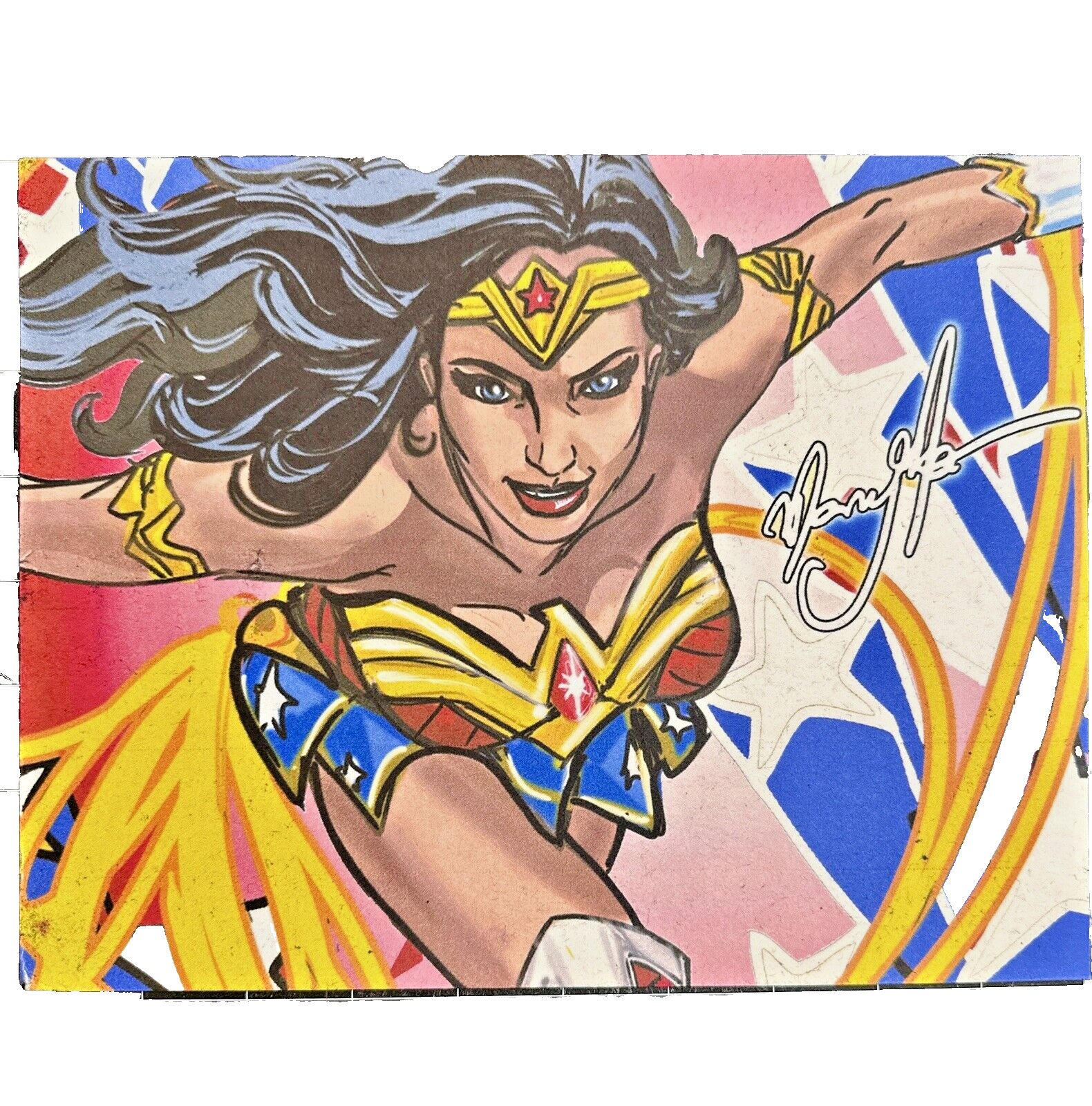 Wonder Woman original comic art on watercolor paper by Manny Machado