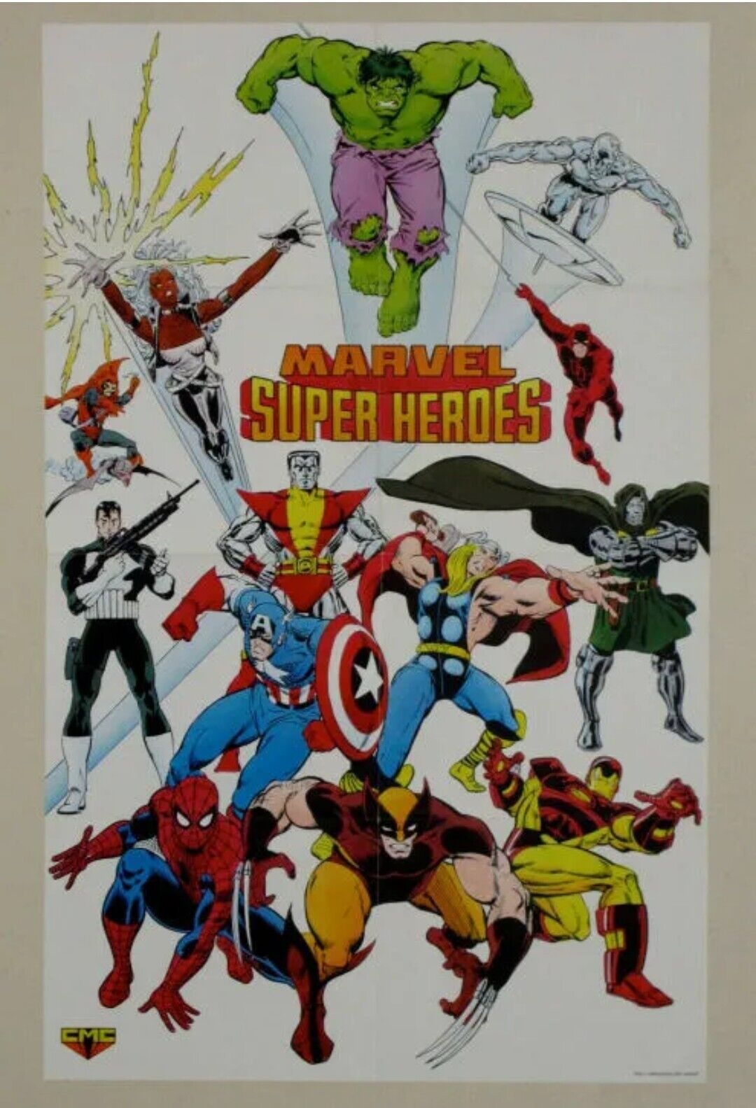 1989 Marvel Poster:Spiderman,Avengers,X-Men,Punisher,Hulk,Thor,IronMan,Wolverine