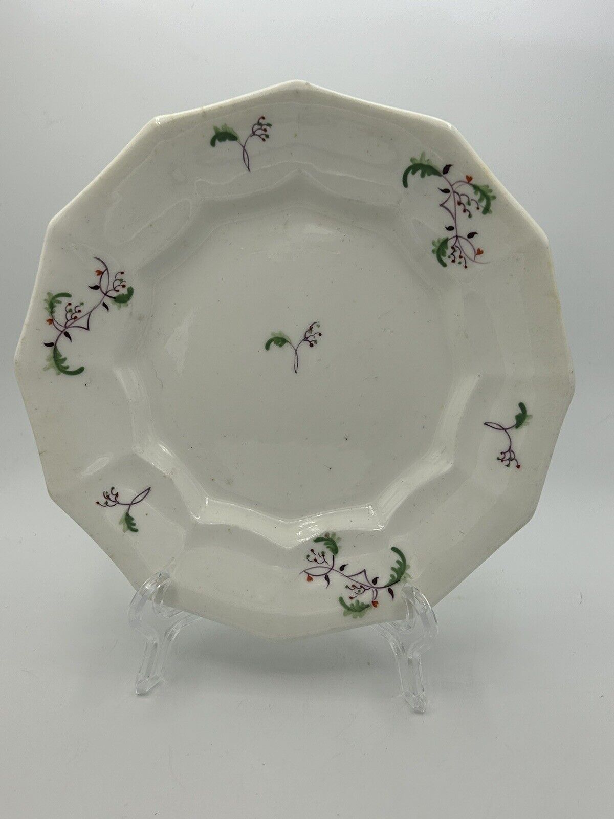 Nine (9) Antique Sprigware/Leaf & Berry 7inch Plate - Hand Painted