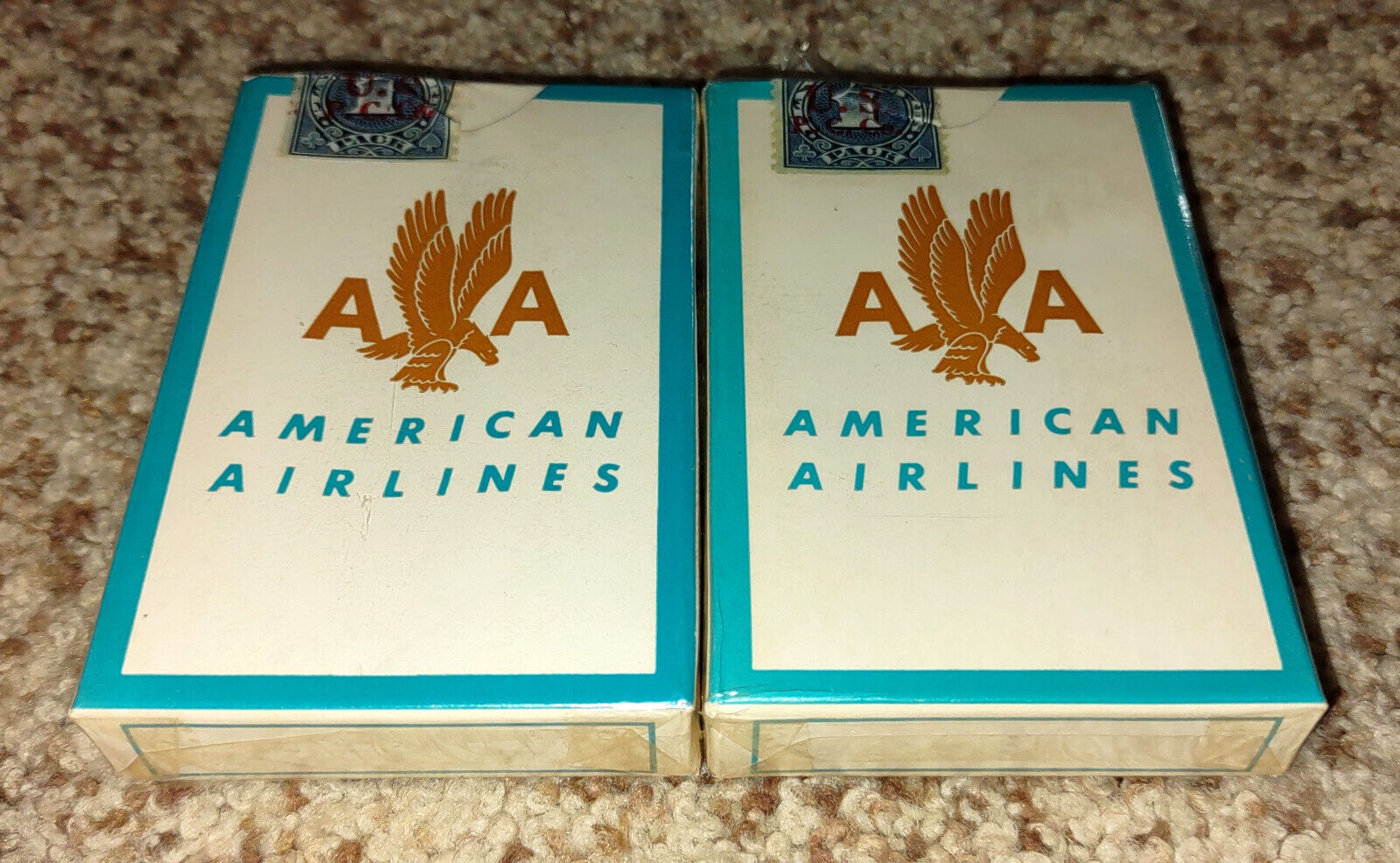 SEALED 2 Decks Vintage American Airlines Playing Cards Tax Stamp 1950s-1960s
