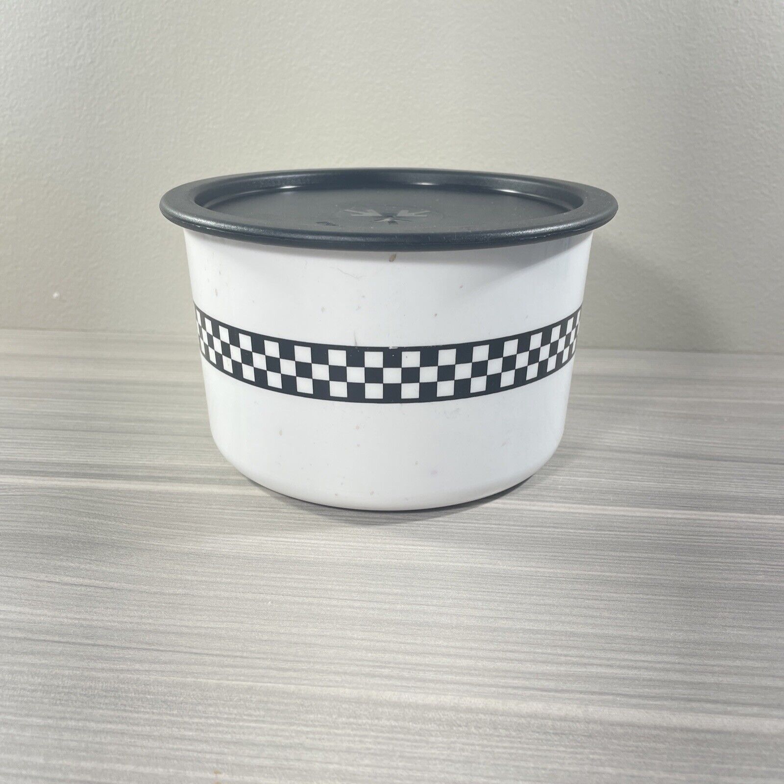 Tupperware One-Touch Canister Checkered Flag Themed Vintage Rare New