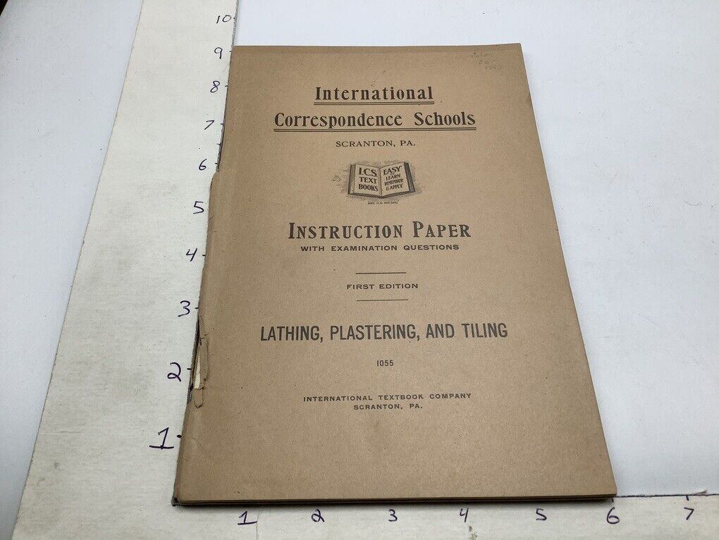 1907 1st ed. -- Int. Correspondence: Lathing, Plastering & Tiling 42pgs + illust