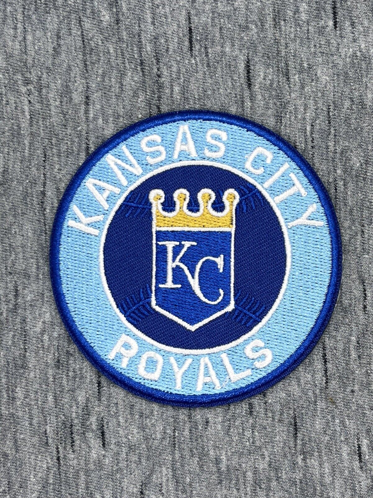 KANSAS CITY ROYALS EMBROIDERED IRON ON PATCH APPROX. 3” DIAMETER 