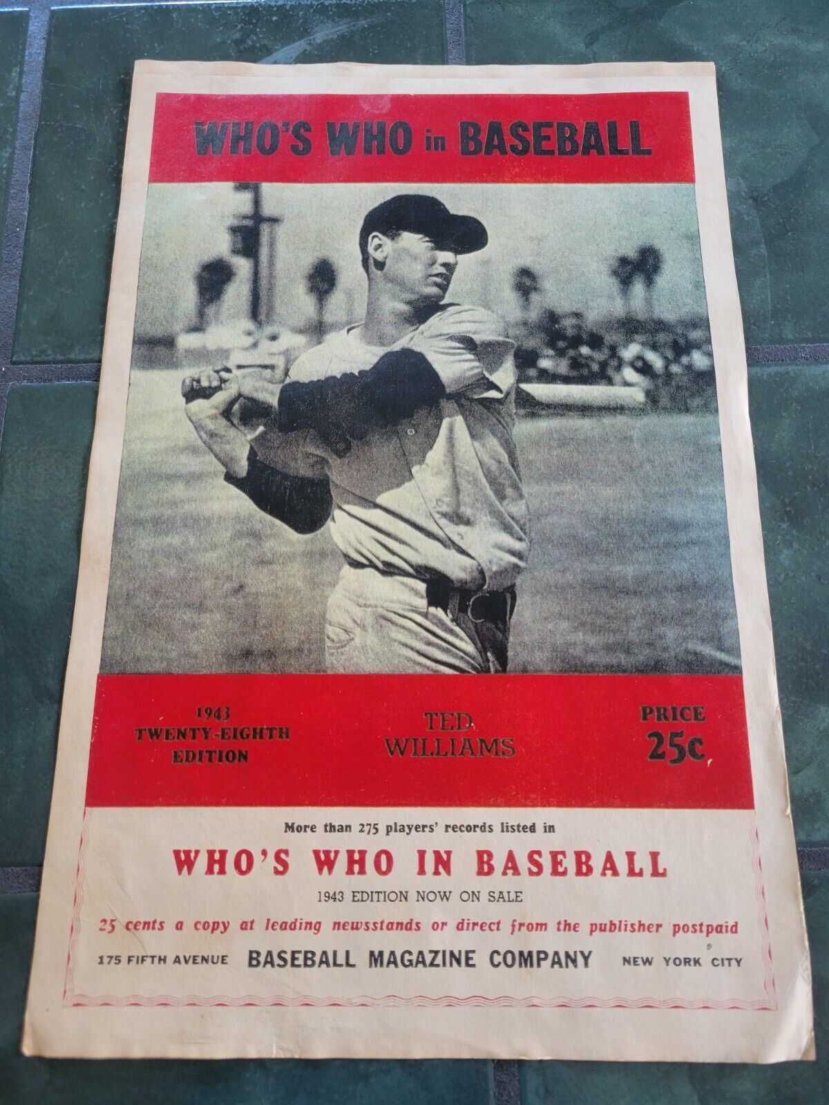 Vintage TED WILLIAMS WHOS WHO BASEBAL  poster sign