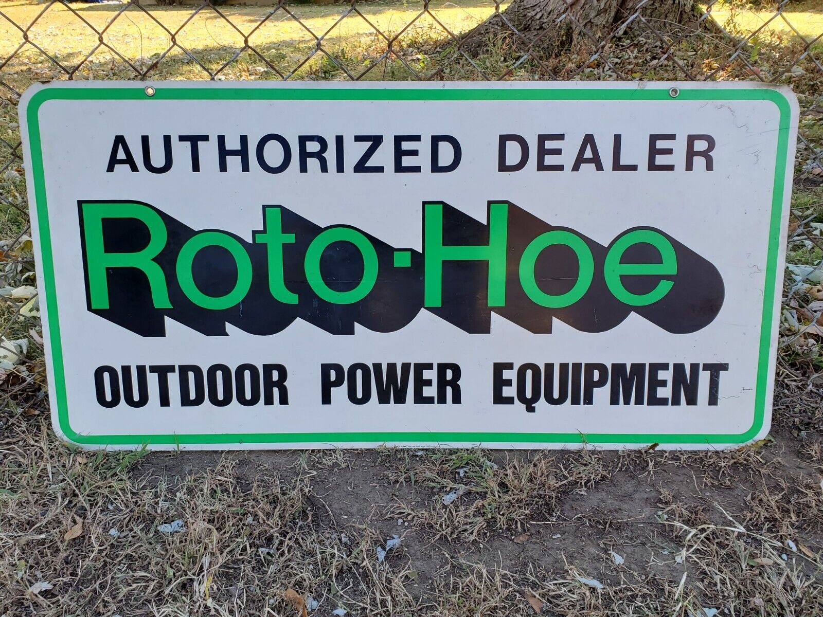 Roto-Hoe Dealer Outdoor Power Equipment 2 Sided Sign Tiller Tractor Wood Chipper