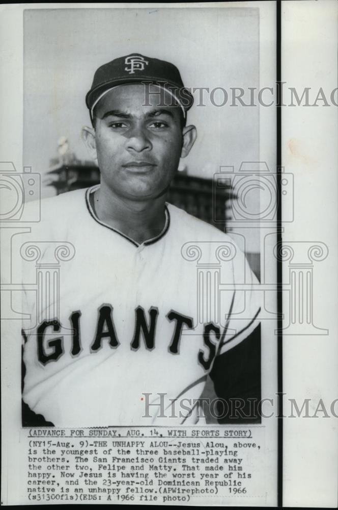 1966 Press Photo Jesus Alou of San Francisco Giants - cvs03488