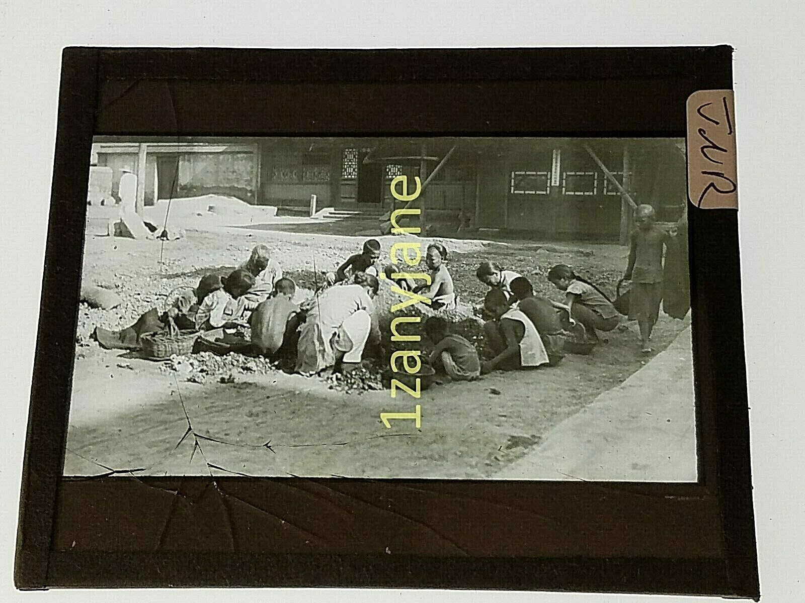 Glass Magic Lantern Slide JNR CHINESE CHINA LOOKING THROUGH THE RUBBLE