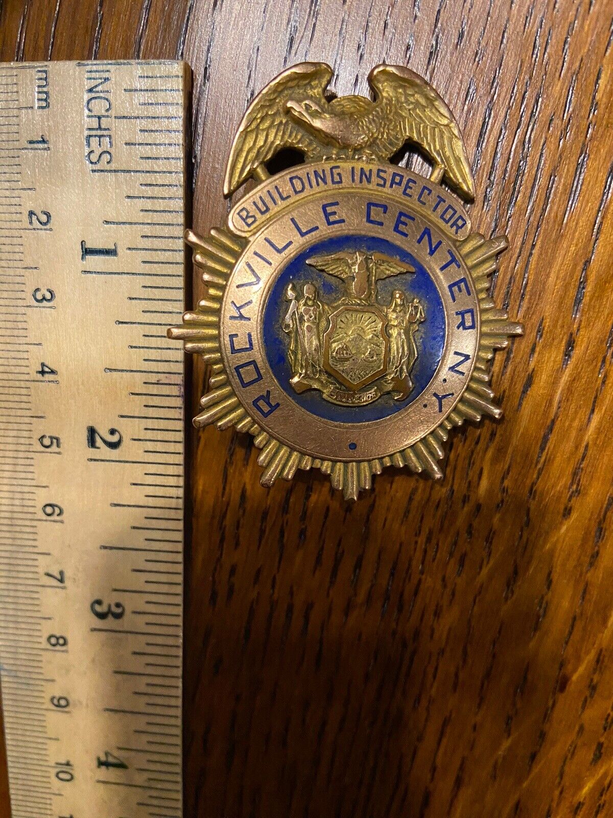 badge vintage. Very Nice Brass “Building Inspector Rockville Center NY”